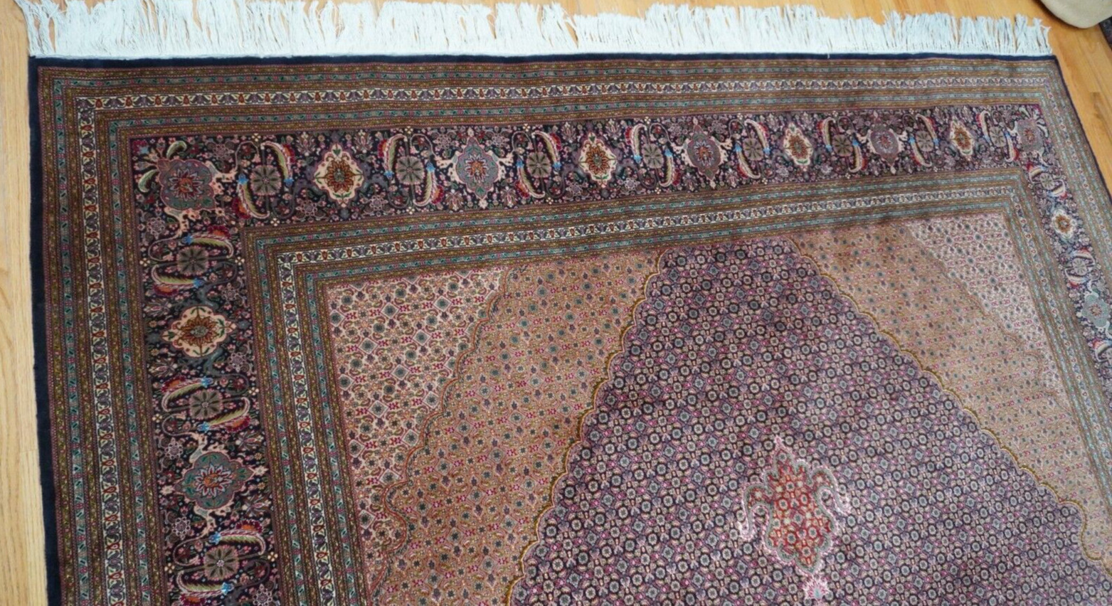 Superb Silk & Wool Tabrizz Hand Knotted Oriental Rug 9’8″ x 13’3″