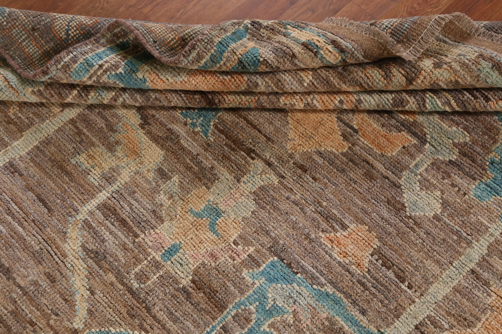 Vegetable Dye All-Over Pattern Oushak Wool Handmade Rug 7×10 ft Turkish Carpet