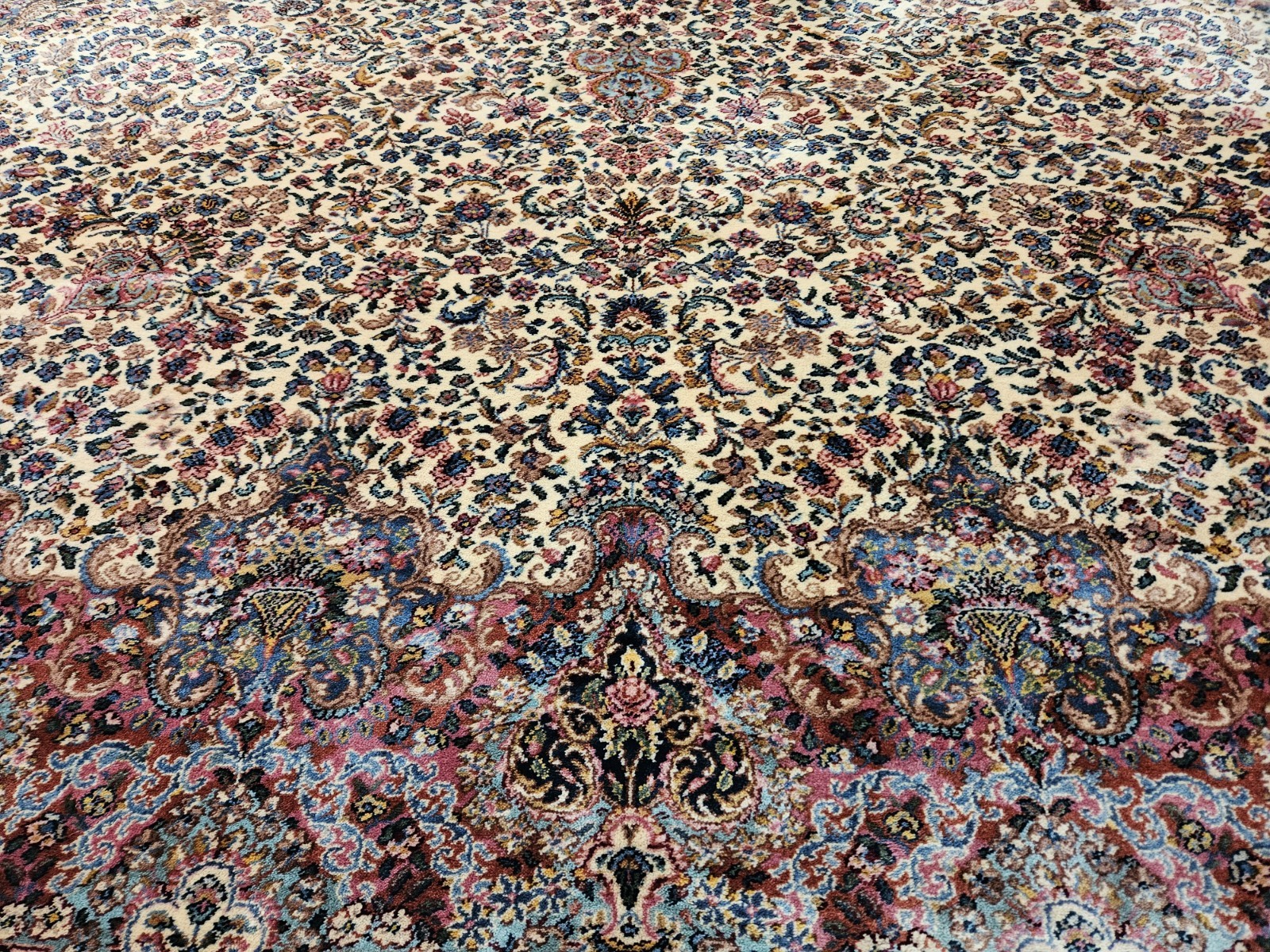 12×20 GENUINE ANTIQUE KARASTAN RUG IVORY FLORAL KIRMAN 759 100% WOOL RUG PALACE