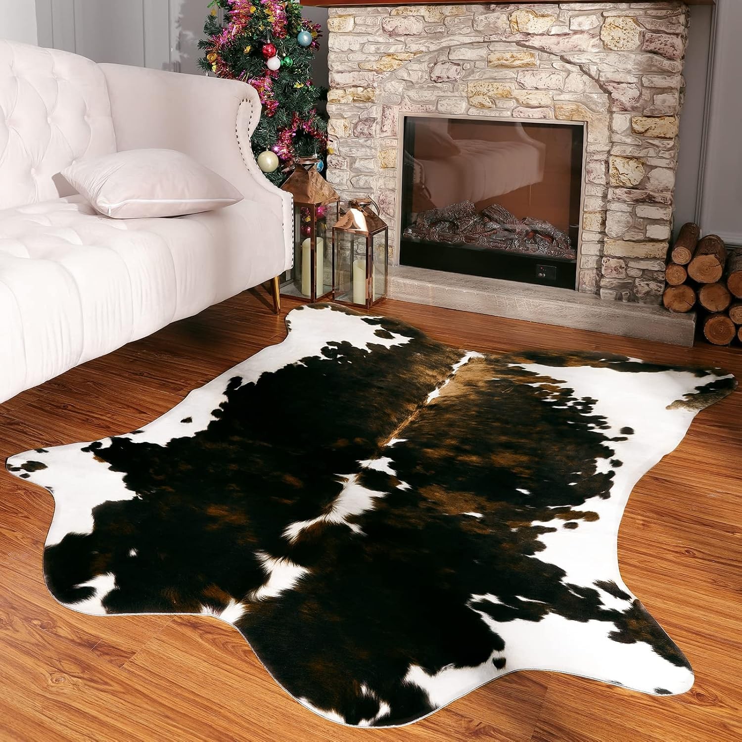 Cowhide Rug, 3×4 Rug Small Cow Print Rug for Living Room Bedroom | Faux Cow Hide