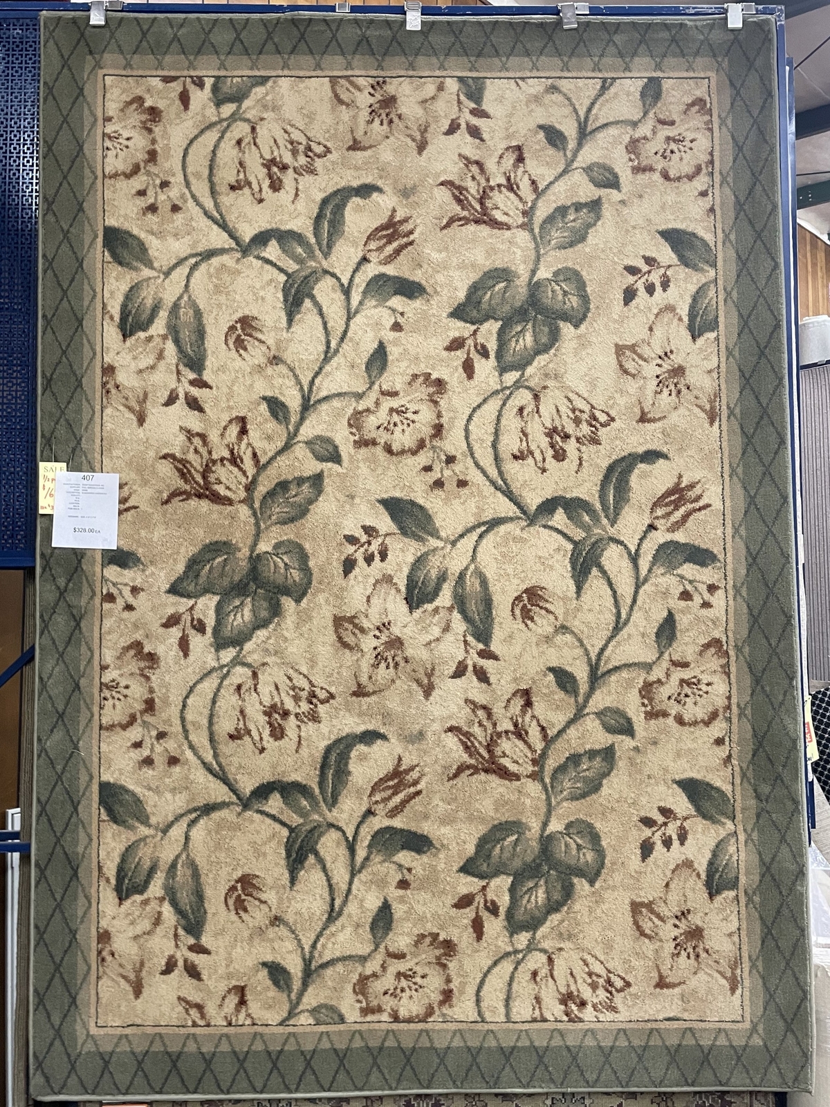 Shaw Kathy Ireland Home Sunwashed Garden Ivory – 5’5″ X 7’8″ Green Area Rug