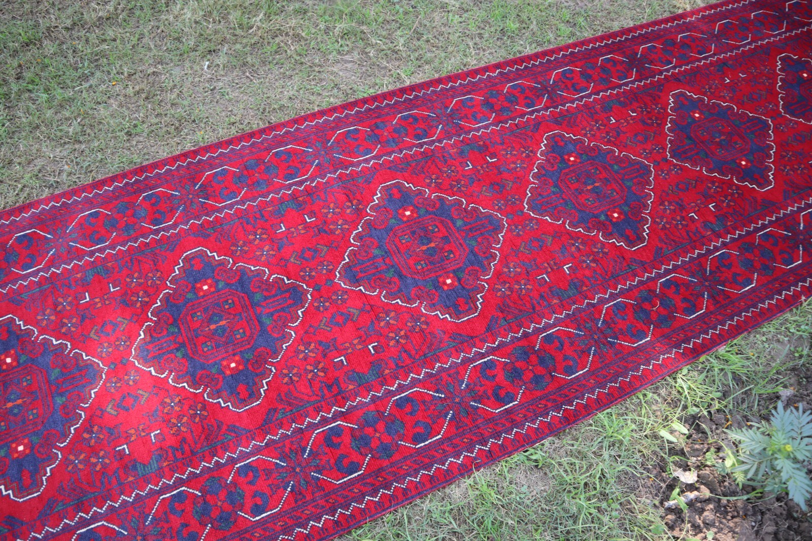 Afghan Long Runner Rug 3×13 Ft Vintage Bukhara Hallway Rug, Fine Quality Runner