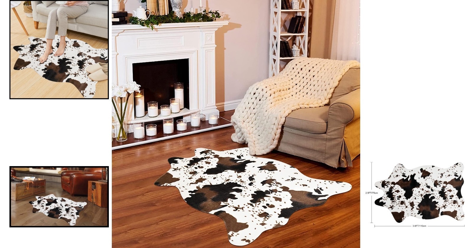 Luxury Cow Print Microfiber Rug 43×29.5 IN – Ideal for Entryway & Living Room