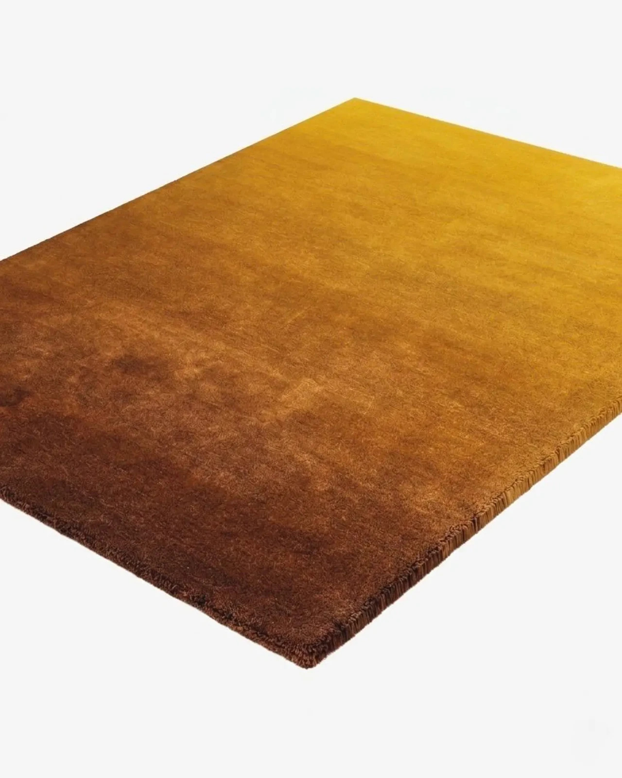Handmade Ombre Rug Sunset Gradient Wool Area Rug Mustard Yellow, Burnt Orange