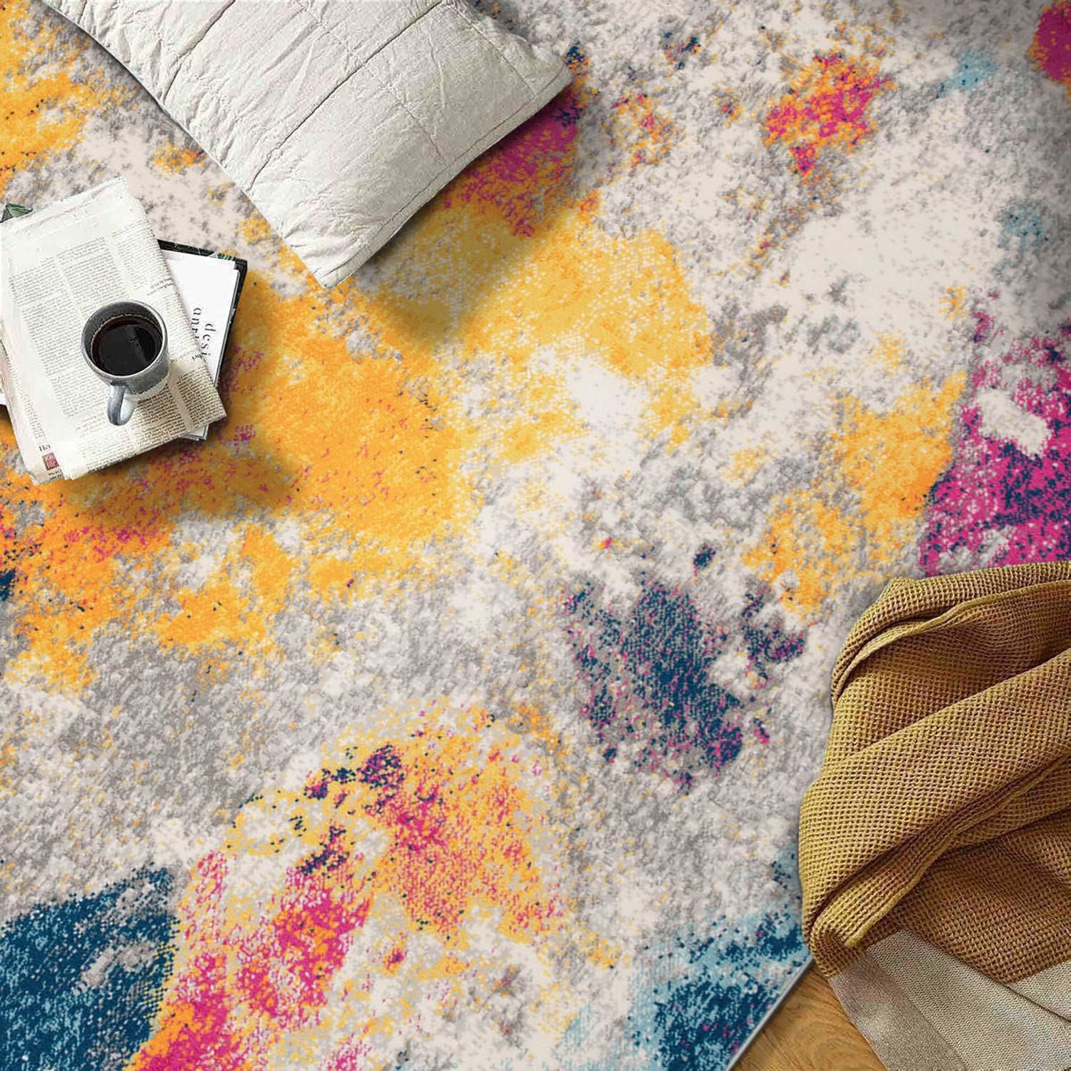 Modern Abstract Area Rug 5 x 7 Multi – Sky Collection by Rugshop
