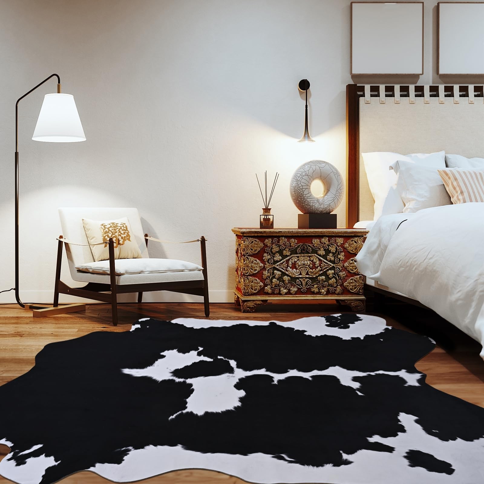 Faux Cowhide Rug 4.6×5.2 Feet Large Thickened Animal Print Western Carpet