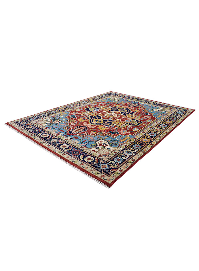 Multi Size 100% Wool Rug Hand Knotted Premium Red Navy Blue Serapi Area Rug