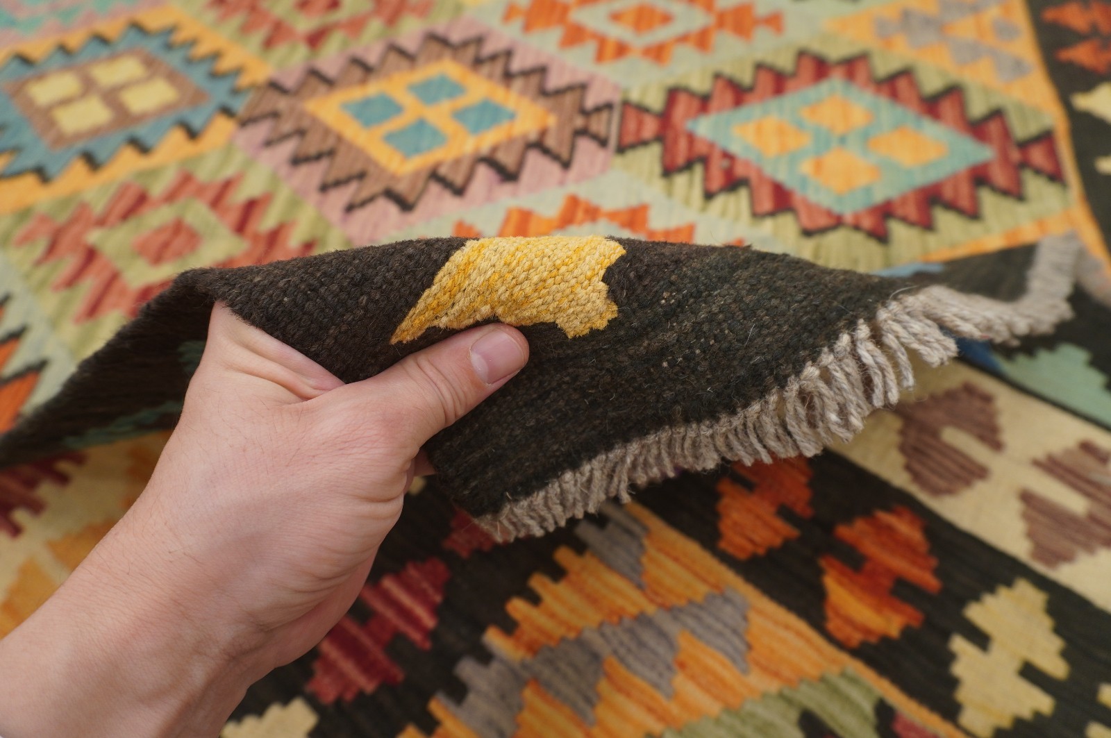 8×11 ft Multicolor Afghan Handmade Geometric Wool Kilim Rug (8’2″x11’3″)