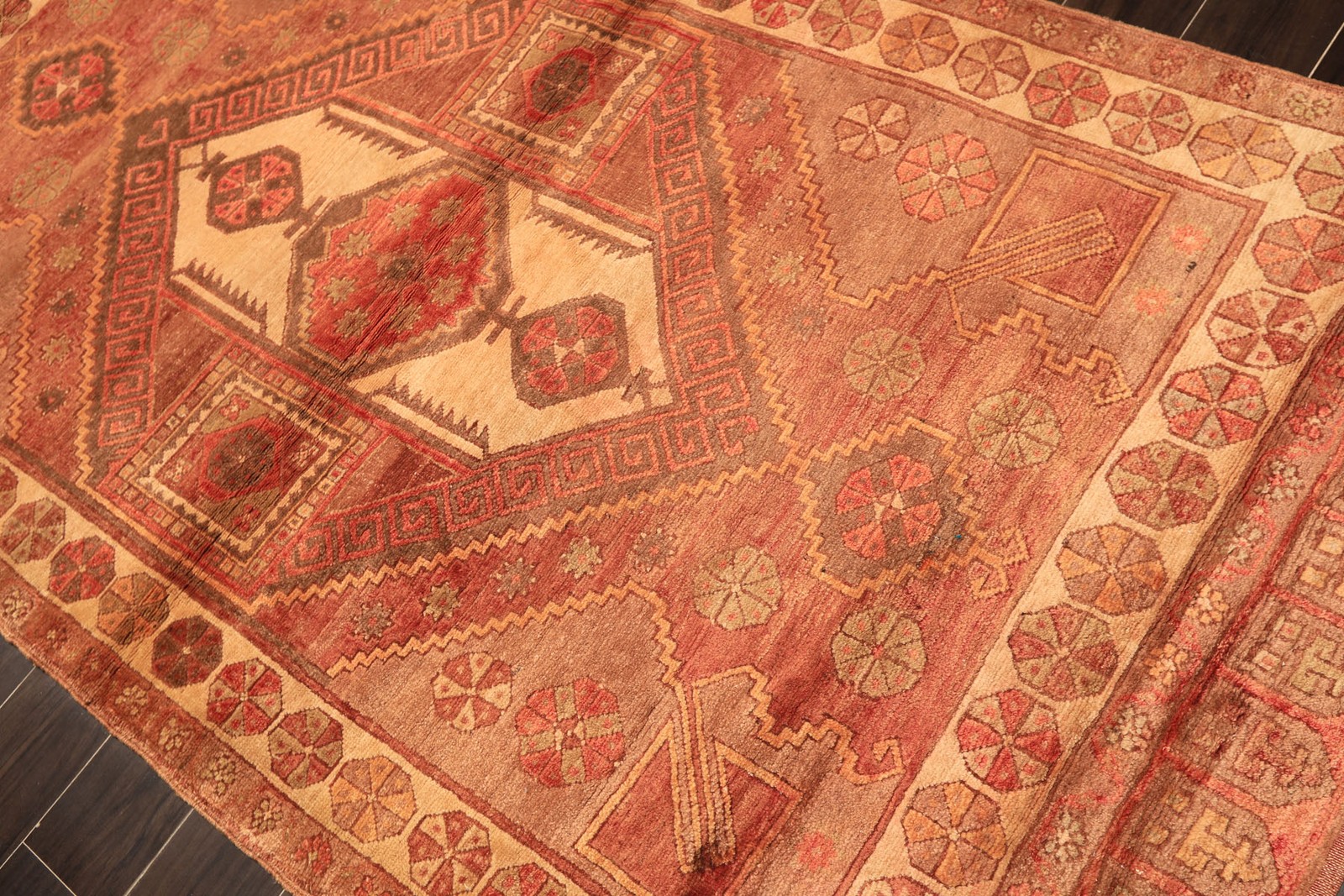 4’4”x8 Hand Knotted Wool Rust Antique Turkish Oushak Medallion Silky Sheen Rug