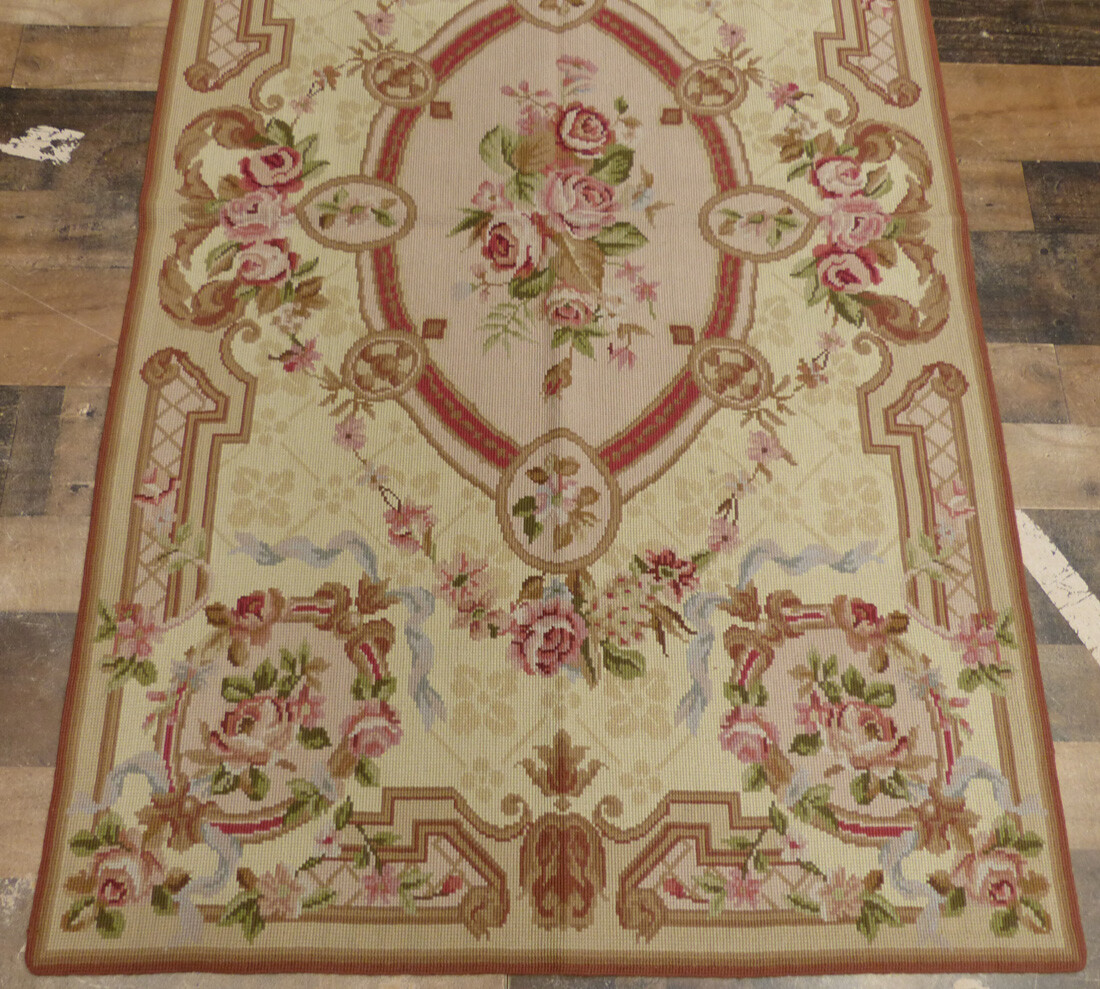 3×5 Stunning Chic French Aubusson design hand knotted wool Needlepoint area rug