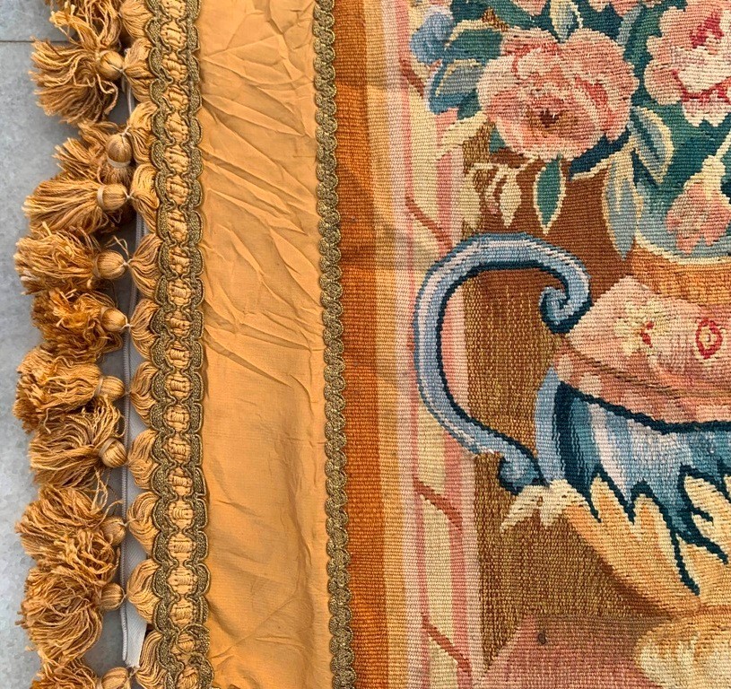 Vintage French Aubusson Pillow cover home decor Floral Design 2×2 ft Free Ship