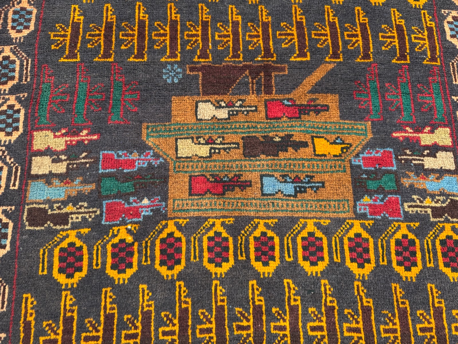 2’10 x 9’3 Ft Baluchi War Rug Runner – Vintage Tribal Wool Carpet with Military