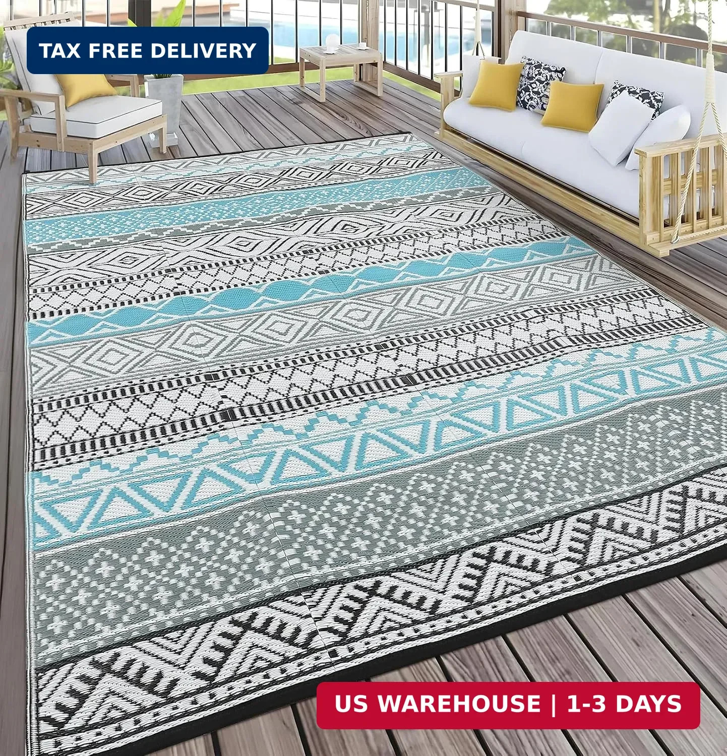 Outdoor Rug 10×20 Large Outdoor Plastic Straw Rug, Waterproof Reversible Plastic