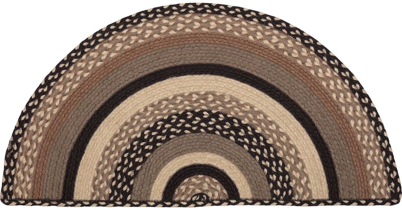 Braided Hearth or Doorway Rug Eco-Friendly Gray Half Circle 33″ L Sawyer Mill