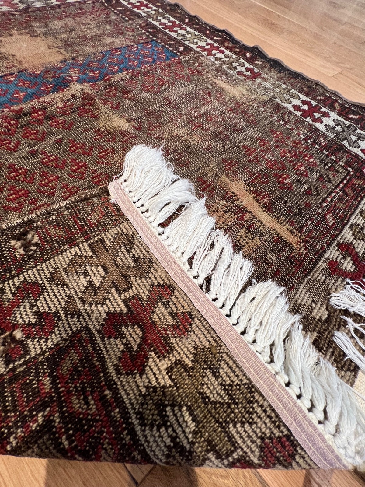 Rare antique Kurdish rug 3.2″ x 3.4″ .As-Is