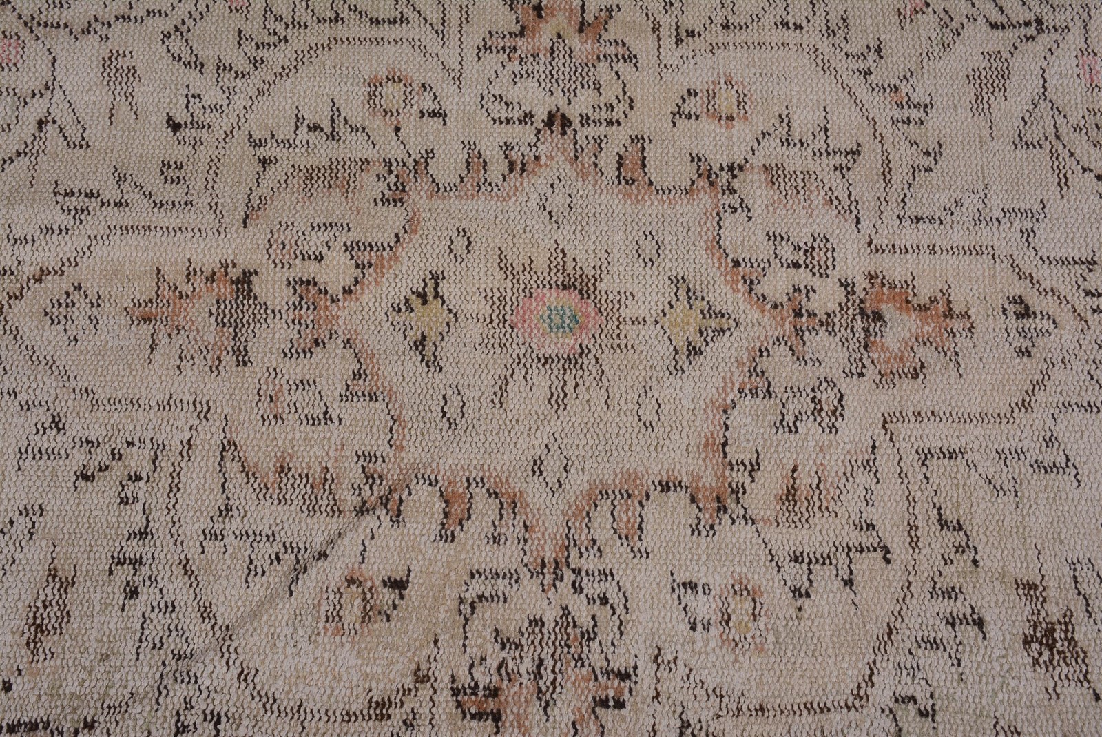4,3×9,3 ft Vintage Turkish Rug, Area Rug, White Blue Floral Wool Rug
