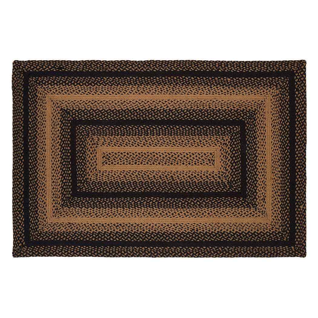 Ebony Braided Area Rug By IHF Rugs. Oval & Rectangle. Many Sizes. Black/Tan