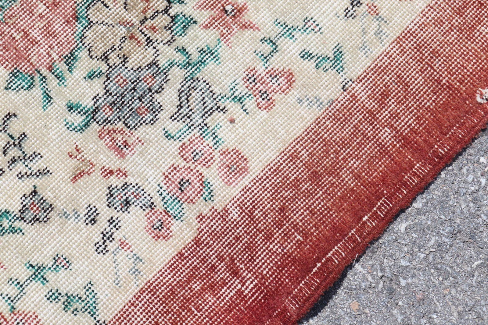3,7×6,8 ft Vintage Area Rug, Turkish Red Camouflage Rug