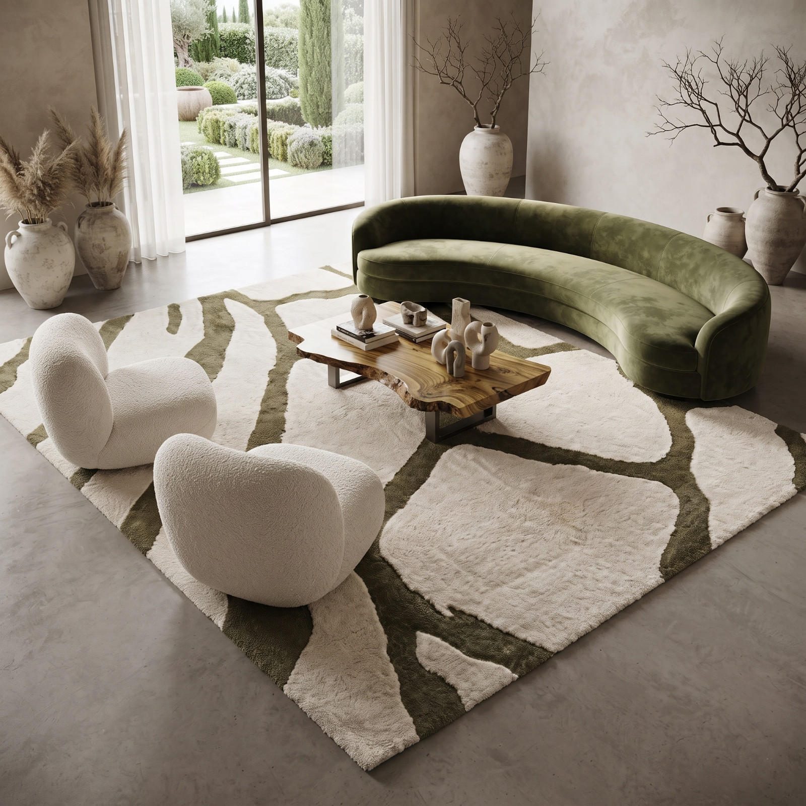 Hand Tufted Rug Modern Abstract Wool and Silk Bathroom Living Room 8×12 Carpets