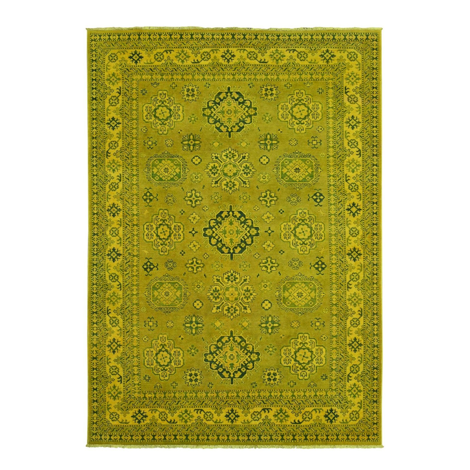 6′ x 8’6″ Golden Brown Overdyed Kazak Tribal Design Hand Knotted Wool Rug R20442