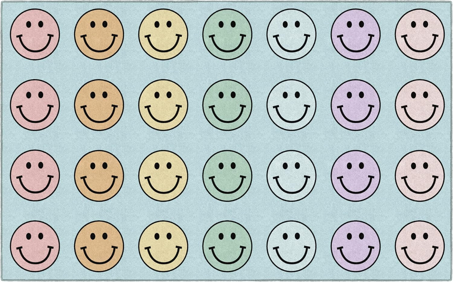 Schoolgirl Style Pastel Rainbow Smileys Criss-Cross Applesauce Educational Area