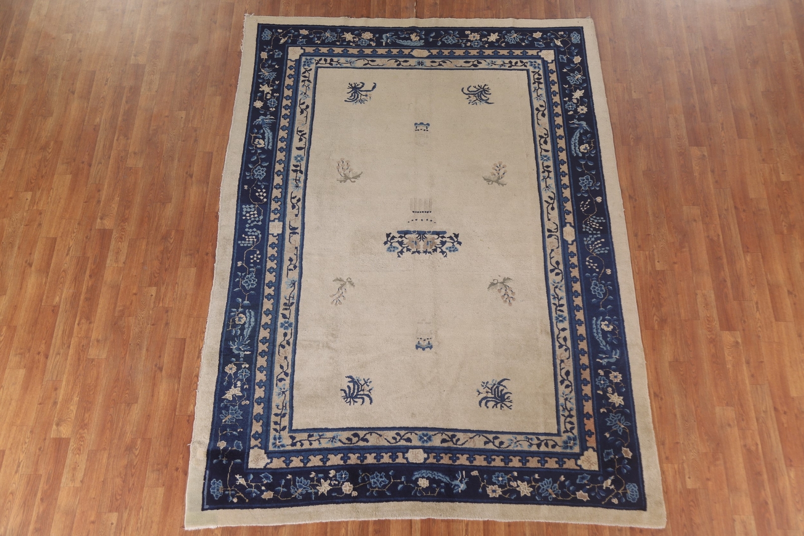 Antique Peking Vegetable Dye Chinese Handmade Area Rug 6’x9′ Room Size Carpet
