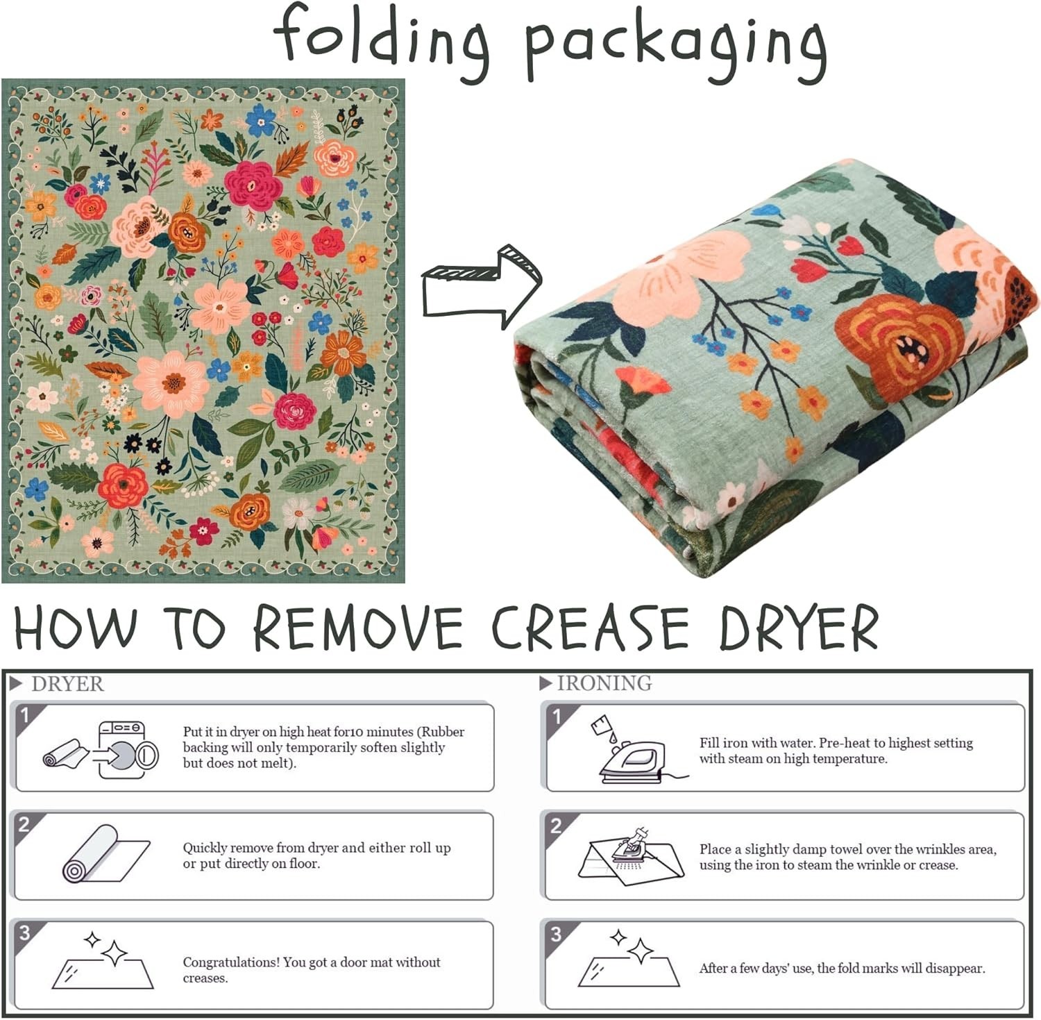 Eco-Friendly Washable Boho Floral Area Rug