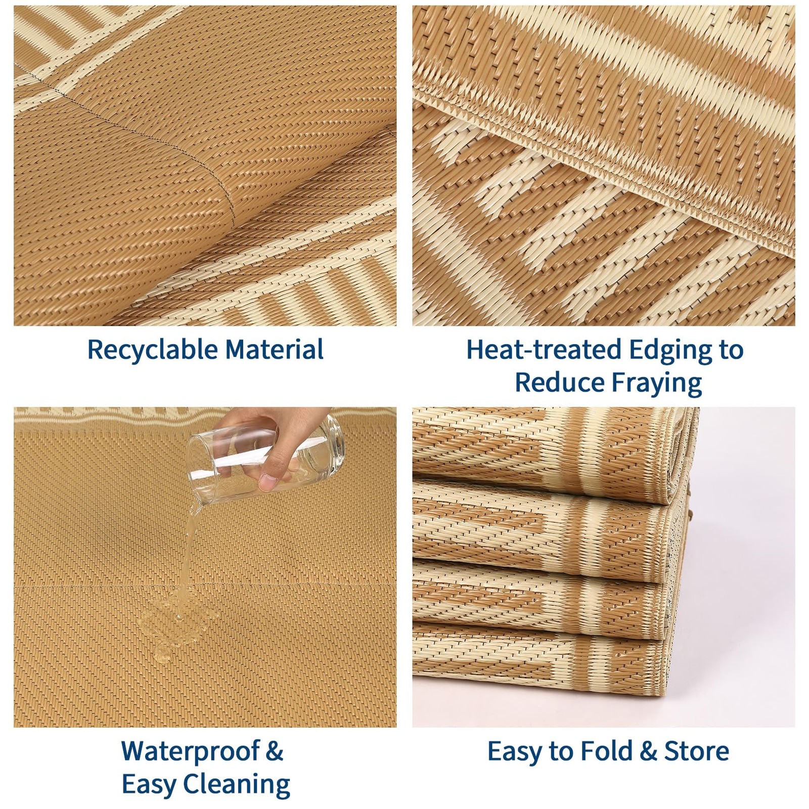 ⚡8×10/9×12/9×18/10×14/10x20FT Waterproof Foldable Patio Rugs for Camper,Beach,RV