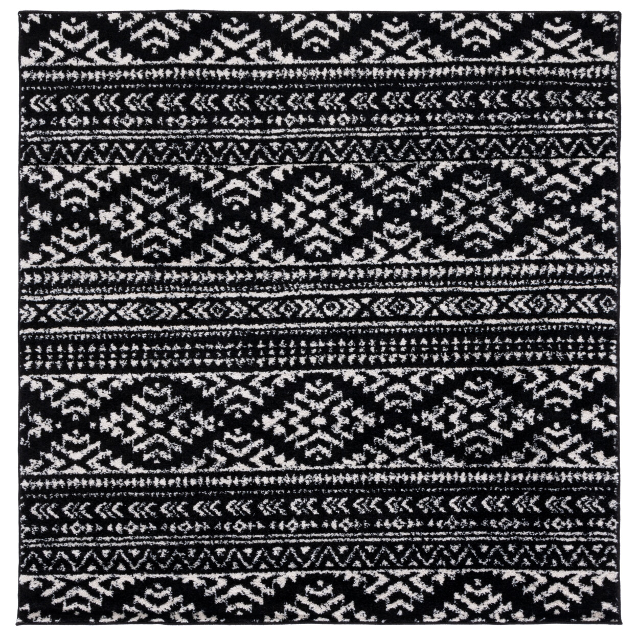 SAFAVIEH Tulum Collection TUL272Z Black / Ivory Rug