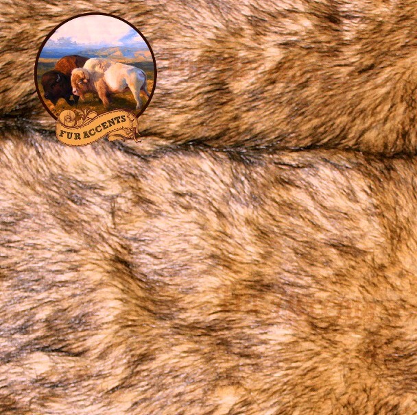 Plush Fur Wolf Skin Hide Pelt Rug, Golden Brown Throw Faux Fur Shag Sierra Bear