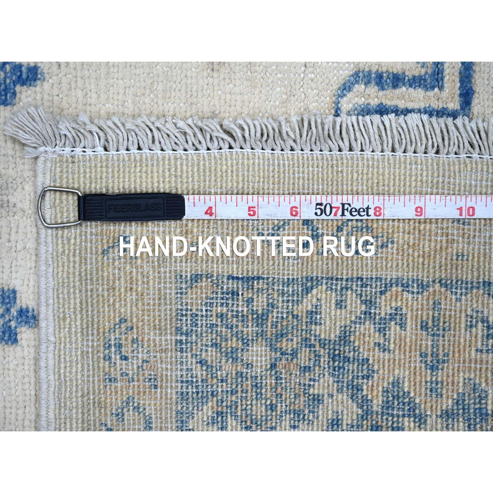 3’10″x5’6″ Ivory Vintage Look Kazak Floral Elements Wool Hand Knotted Rug 21925