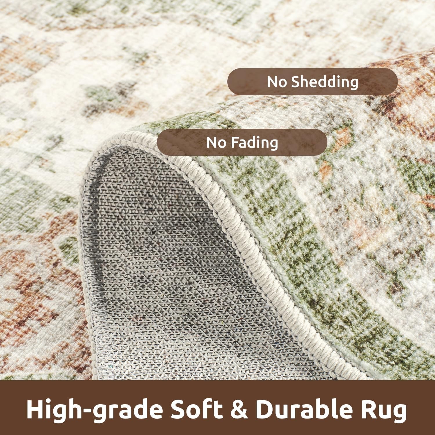Durable Non-Slip 4′ x 6′ Floral Area Rug – Washable & Cozy Living Room Essential