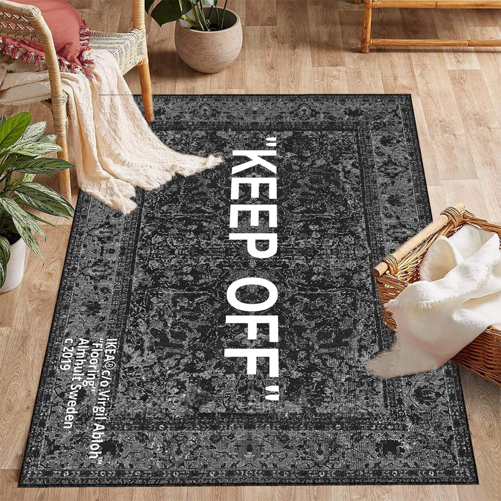 Keep Off Rug, Black and White Keep Off, Keep Off Decor Rug, Modern Art Rug