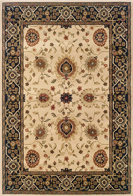 Ivory Bordered Vines Leaves Area Rug 1338C – Aprx 3′ 10″ x 5′ 5″