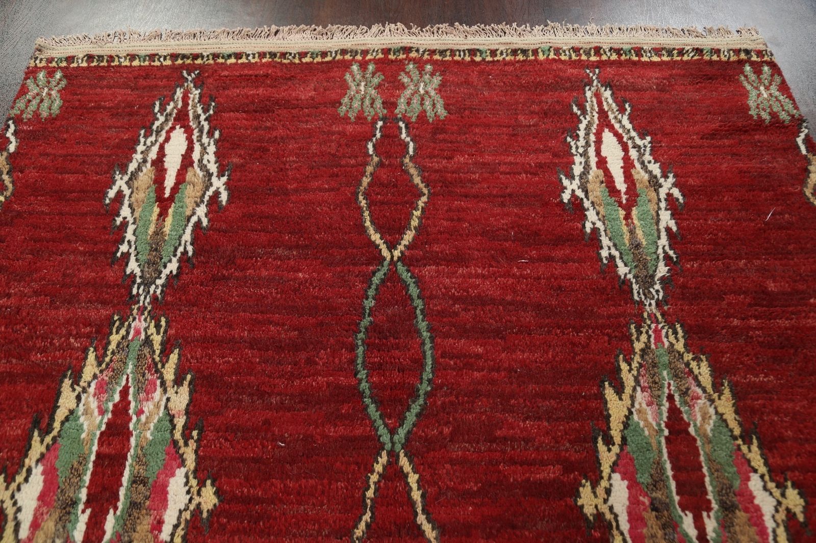 Thick-Plush Modern Moroccan Berber Geometric Area Rug Wool Tribal Handmade 7×11