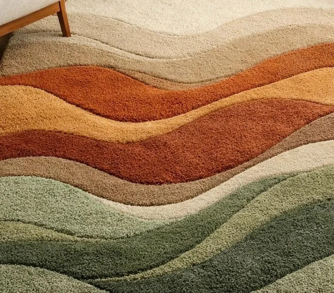Modern Abstract Area Rug – Hand Tufted High Low Texture Sage Green Area Carpet