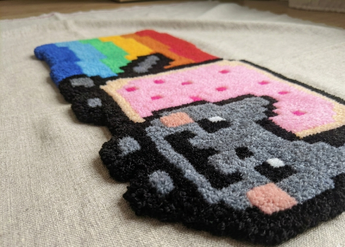Nyan Cat Handtufted Rug | Customized | Rug For Kids Room, Cartoon Lover Rugs