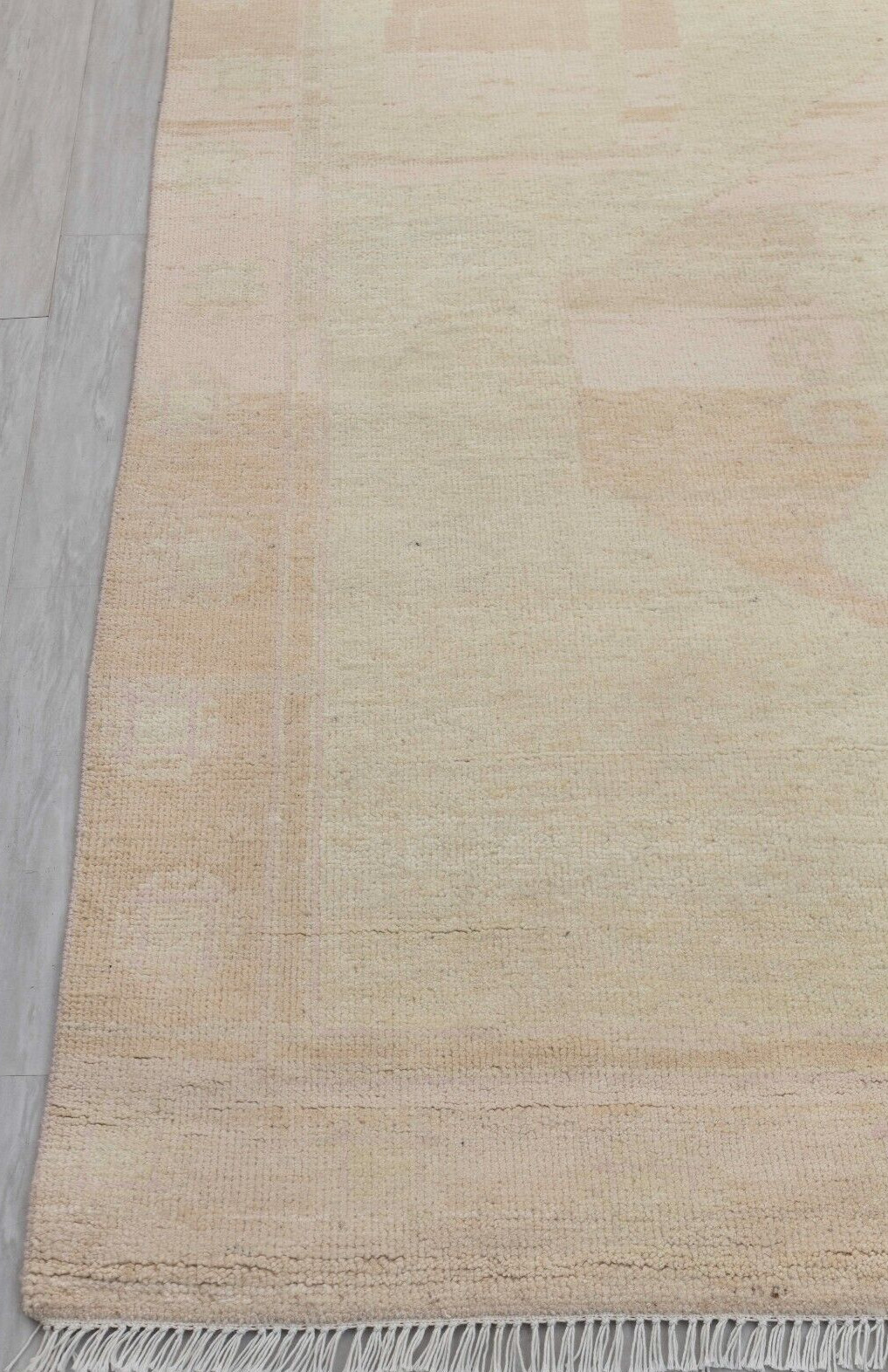 8×10 Turkish Style Oushak Rug Cream Peach Hand Knotted Soft Quality Wool Rug