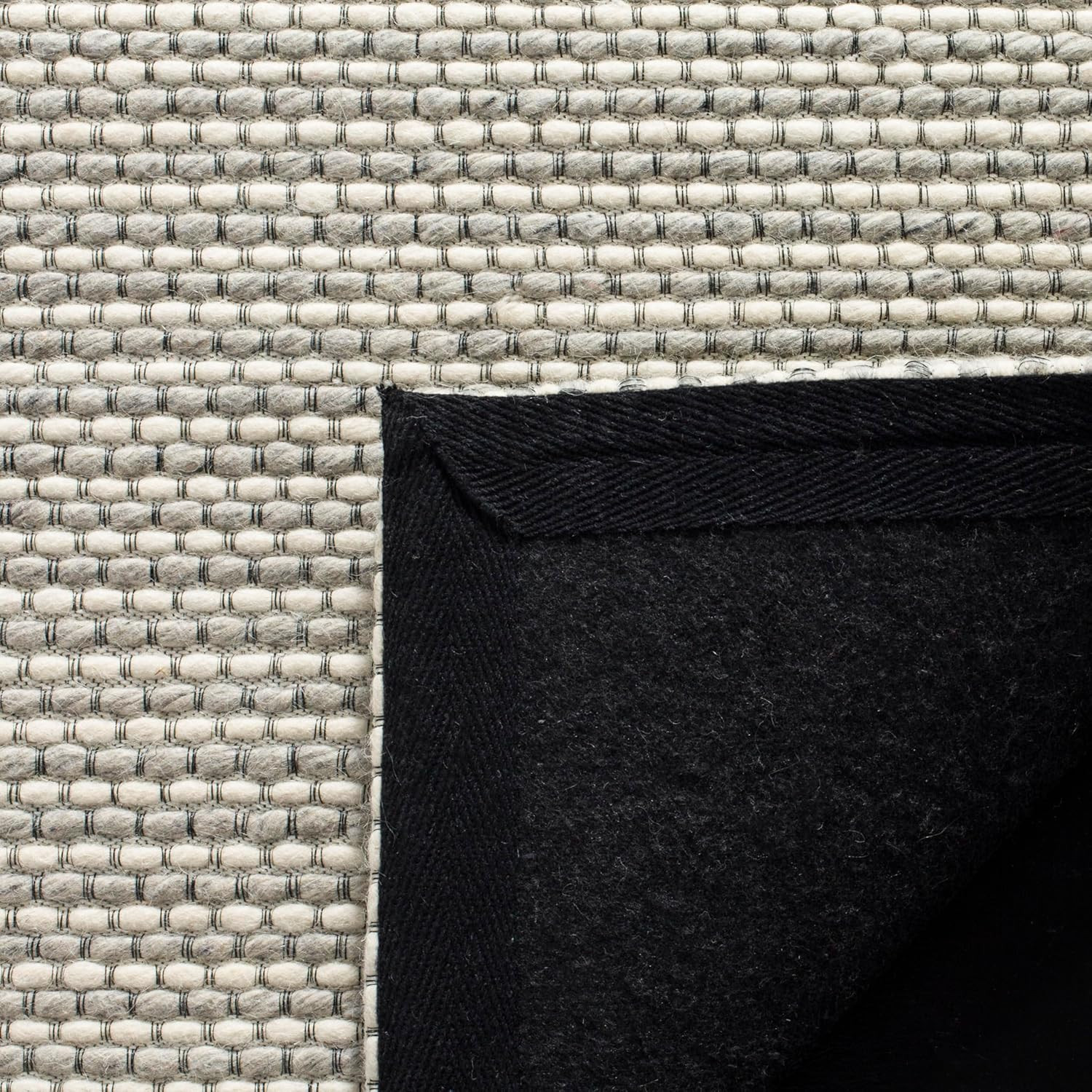 Handmade Wool Area Rug 6′ x 9′ in Silver & Ivory for High Traffic Areas