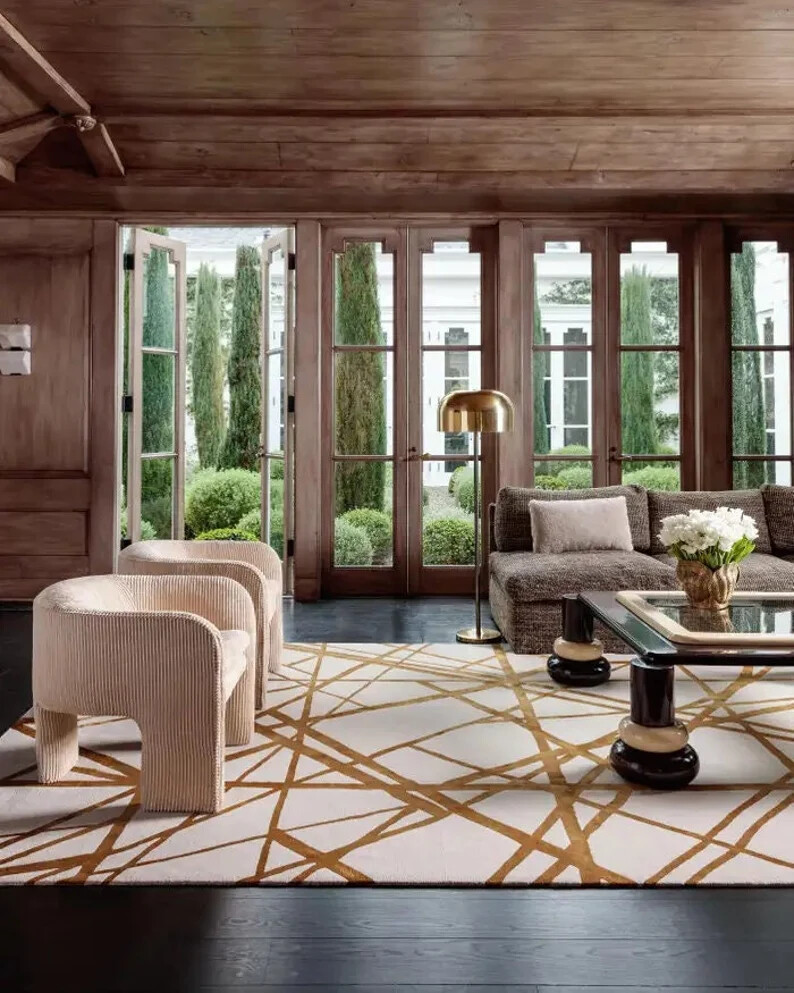 Wool and Silk Area Rug Designer Hand Tufted Modern Handmade Rugs Living Room Rug