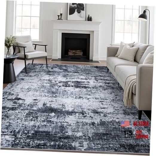 5×7 Area Rug Living Room Rug: Washable Modern Abstract Soft Thin Rug Indoor