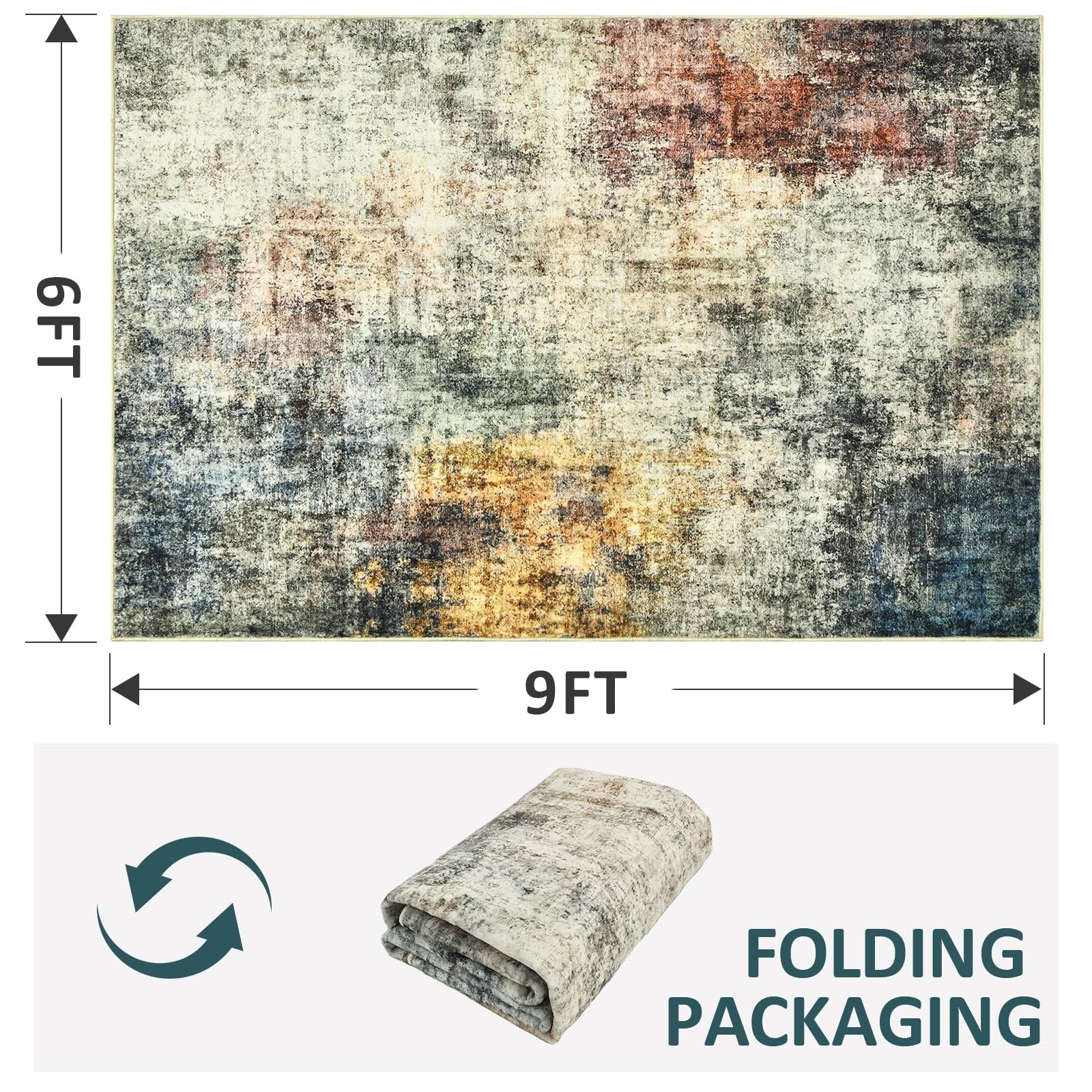 6X9 Area Rugs Washable Foldable Stain Resistant Large Living Room Office Vint…