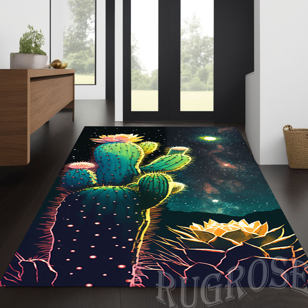 Cactus Rug, Cactus Pattern Rug, Plant Rug, Plant Design Rug, Minimalist Rug,Home