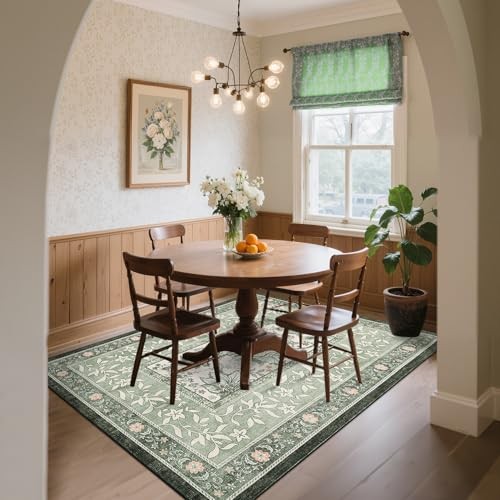 Provence 8×10 Area Rugs for Living Room, Botanical Grove Sage Green