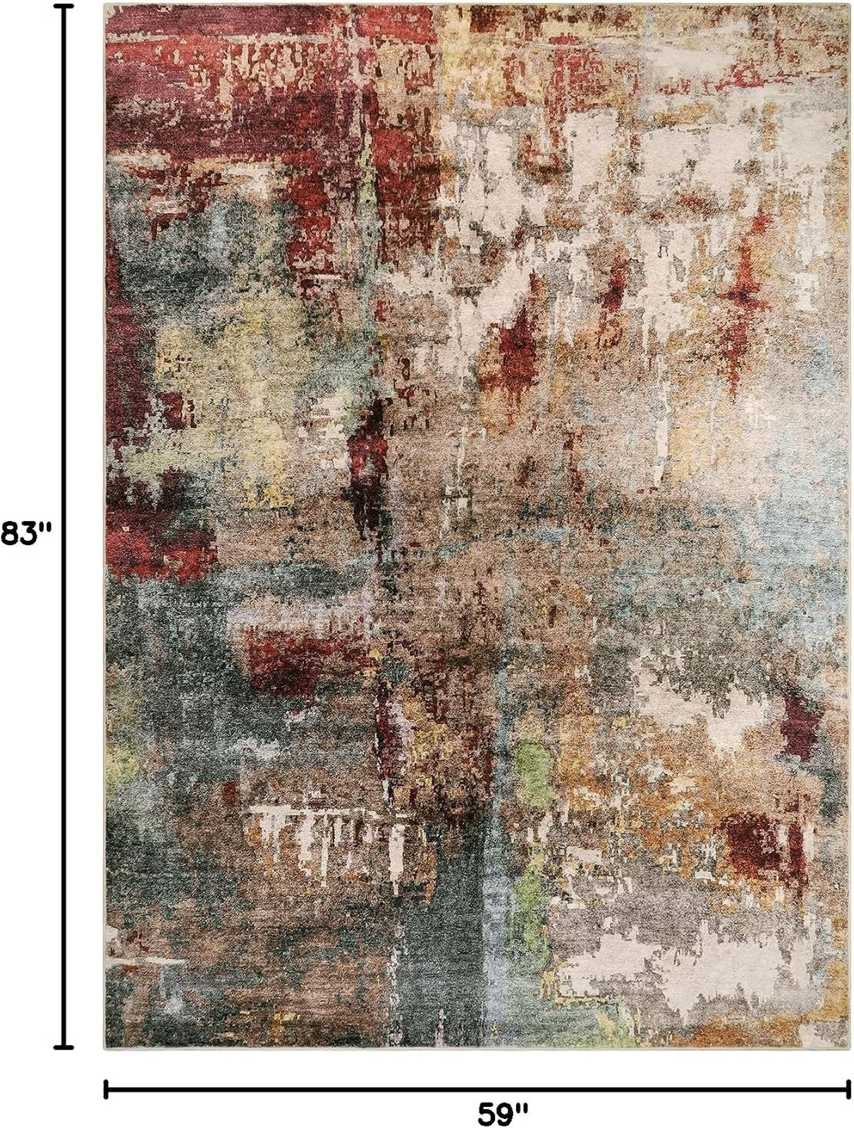 Abstract Area Rug 5×7 Inches Faux Wool Non Slip Washable Modern Living Room