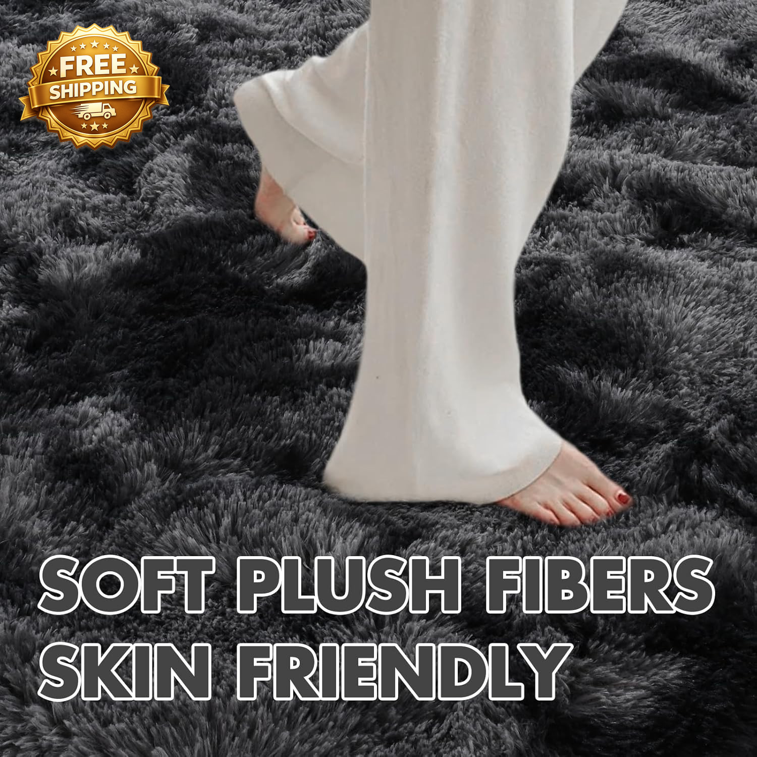 6X9 Ft Shag Rugs for Living Room Decor Tie-Dyed Ultra Soft Fluffy Furry Area Rug