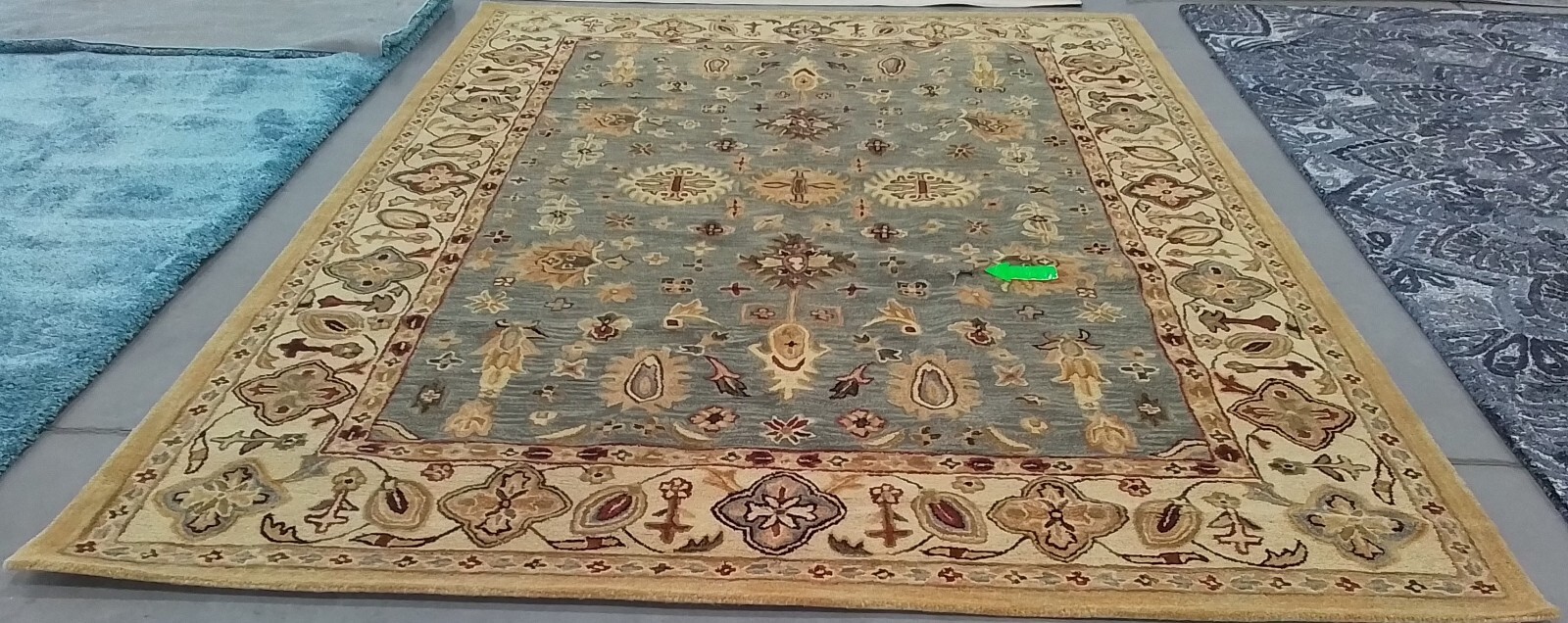 BLUE / IVORY 8′-3″ x 11′-0″ Hole in Rug, Reduced Price 1172768005 AT847A-9