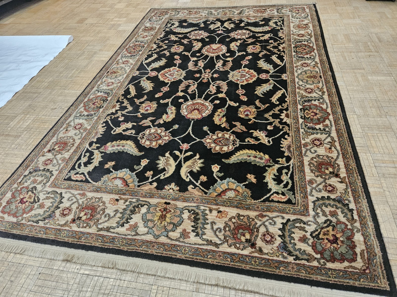 6×9 KARASTAN ASHARA AGRA BLACK 549-15006 100% WOOL RUG EXCELLENT CONDITION