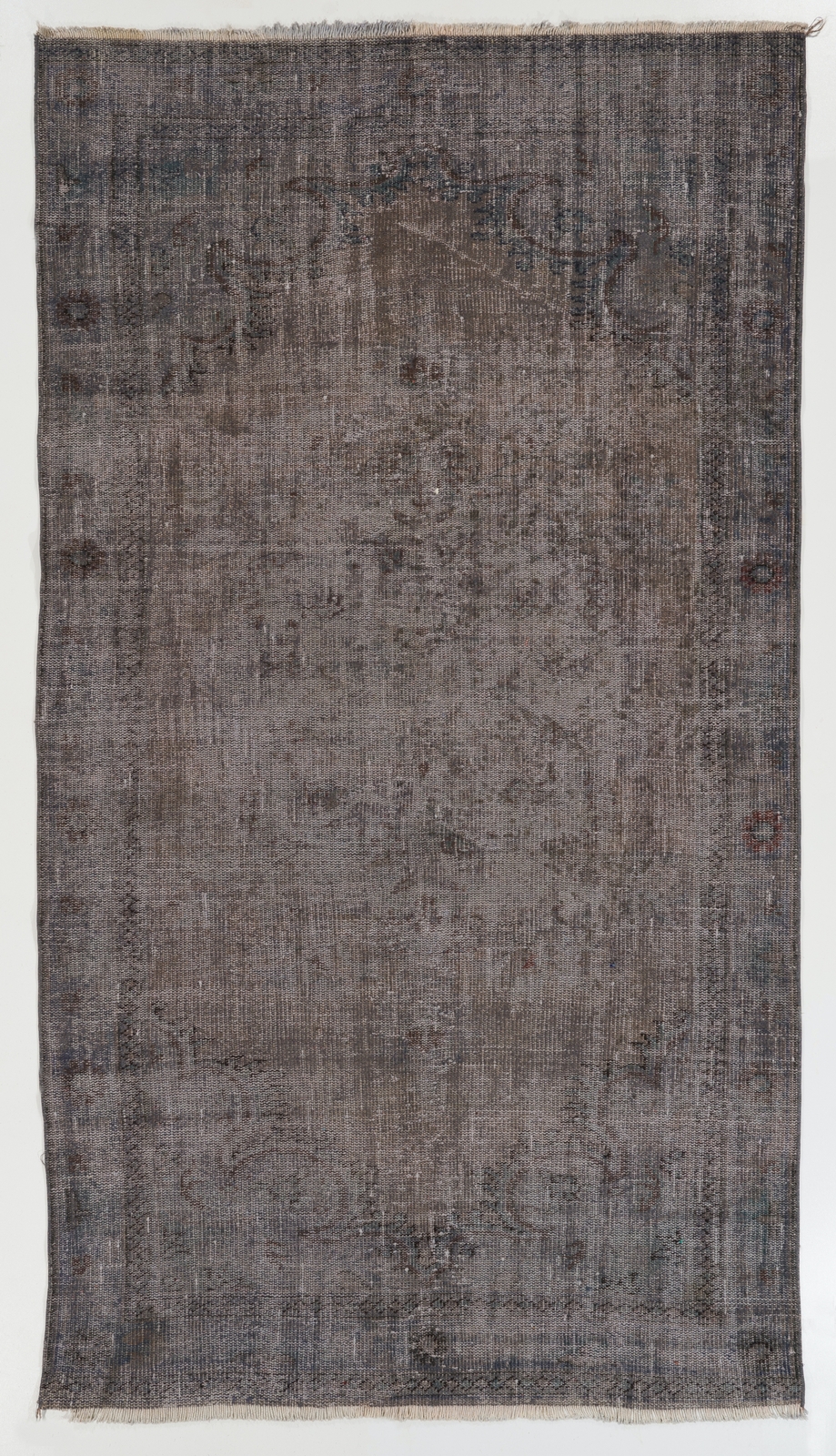 5.2×9.2 Ft Contemporary Vintage Area Rug Overdyed in Gray, Handknotted in Turkey