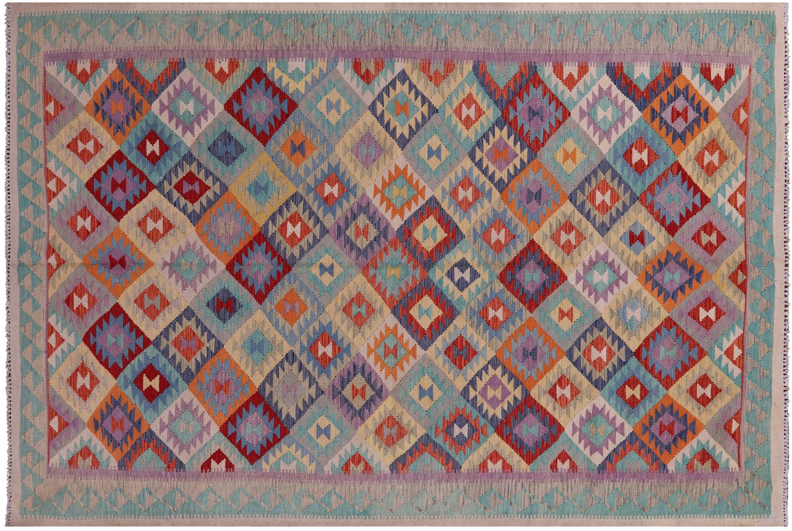 Reversible Wool On Wool Kilim Flat Weave Rug 6′ 8″ X 9′ 6″ – Q16206
